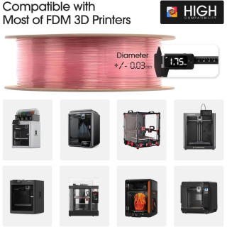 eSUN PLA Clear Rainbow 3D Filament Multicolor Translucent High Detail Low Tolerance