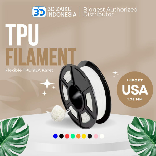 SUNLU 3D Filament Flexible TPU 95A Karet 1,75 mm Elastic Import USA  5.0