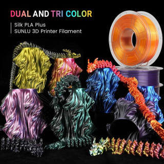 SUNLU 3D Printer Filament Silk PLA+ Two Color Tri Four Color Neat Winding