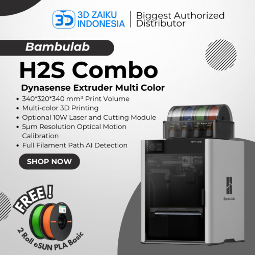 Bambulab H2S Combo AMS 2 PRO Dynasense Extruder Multi Color Auto Calibration with Closed Loop Motor and Heated Chamber